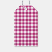 Gelukkige 1e Verjaardag & Magenta Gingham & Ballon Cadeaulabel (Achterkant)