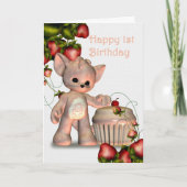 Gelukkige 1e verjaardag meisje kaart (Voorkant)