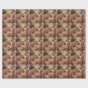 Gelukkige 1e verjaardag naam foto datum stijlvolle cadeaupapier