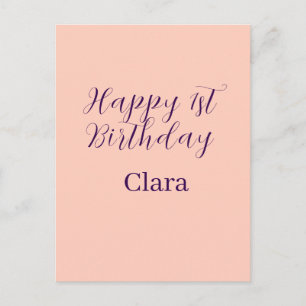 Gelukkige 1e verjaardag oranje paarse boho retro n briefkaart