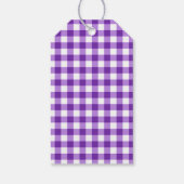 Gelukkige 1e Verjaardag & Paarse Gingham & Ballonn Cadeaulabel (Achterkant)