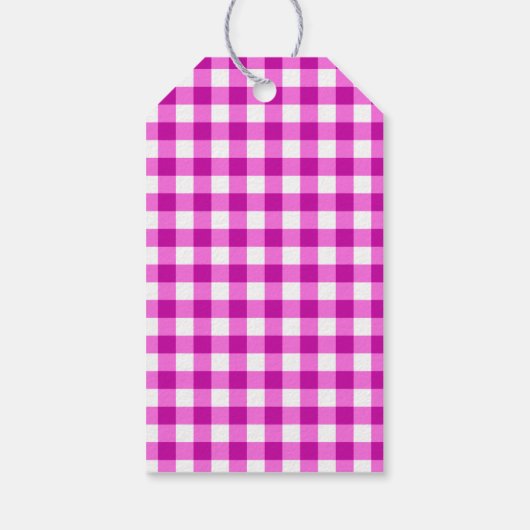 Gelukkige 1e Verjaardag & Roze Gingham & Ballonnen Cadeaulabel (Achterkant)