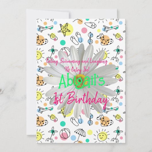 Gelukkige 1e. Verjaardag uitnodiging splash zwemme (Voorkant)