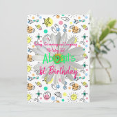 Gelukkige 1e. Verjaardag uitnodiging splash zwemme (Staand voorkant)