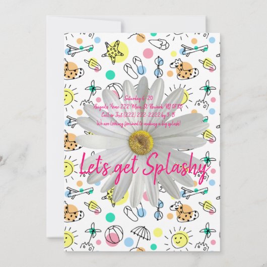 Gelukkige 1e. Verjaardag uitnodiging splash zwemme (Achterkant)