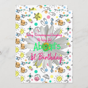 Gelukkige 1e. Verjaardag uitnodiging splash zwemme