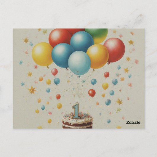 "Gelukkige 1e verjaardag van onze kleine superster Briefkaart (Achterkant)