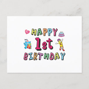 Gelukkige 1e verjaardag voor 1 jaar oude kinderen  briefkaart