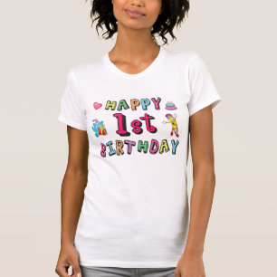 Gelukkige 1e verjaardag voor 1 jaar oude kinderen t-shirt