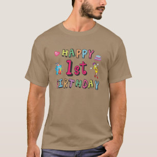 Gelukkige 1e verjaardag voor 1 jaar oude kinderen t-shirt