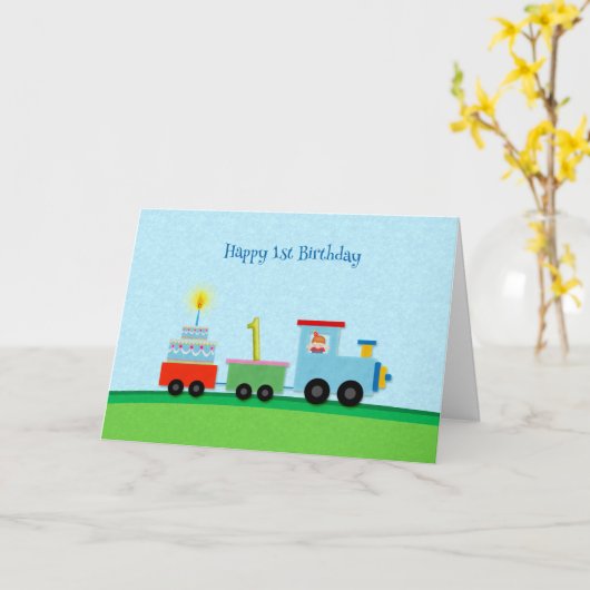 Gelukkige 1e Verjaardagstrein Kaart (Gele Bloem)