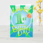 Gelukkige 1st Verjaardag Kaart (Gele Bloem)