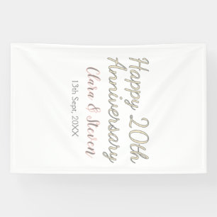 GELUKKIGE 20E TROUWVERJAARDAG NAAM ROZE GRIJS PAST SPANDOEK