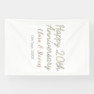 GELUKKIGE 20E TROUWVERJAARDAG NAAM ROZE GRIJS PAST SPANDOEK
