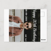 Gelukkige 20e verjaardag eenvoudige foto naam datu briefkaart (Achterkant)