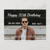 Gelukkige 20e verjaardag eenvoudige foto naam datu briefkaart (Voorkant)