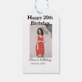 Gelukkige 20e verjaardag foto modern eenvoudig min cadeaulabel (Achterkant)