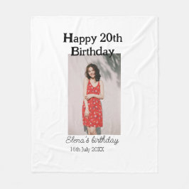 Gelukkige 20e verjaardag foto modern eenvoudig min fleece deken