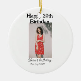 Gelukkige 20e verjaardag foto modern eenvoudig min keramisch ornament