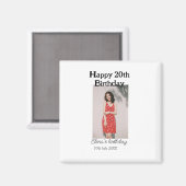 Gelukkige 20e verjaardag foto modern eenvoudig min magneet (Voorkant / Achterkant)