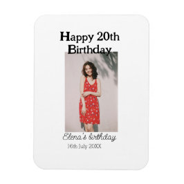 Gelukkige 20e verjaardag foto modern eenvoudig min magneet