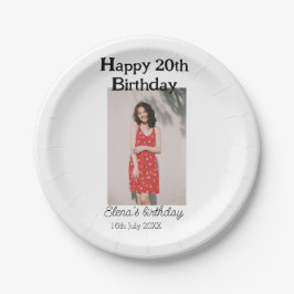 Gelukkige 20e verjaardag foto modern eenvoudig min papieren bordje