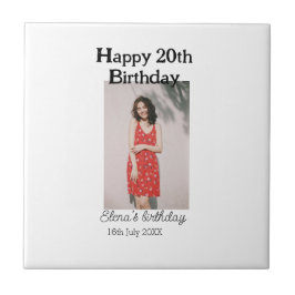 Gelukkige 20e verjaardag foto modern eenvoudig min tegeltje