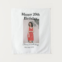 Gelukkige 20e verjaardag foto modern eenvoudig min wandkleed