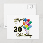 Gelukkige 20e Verjaardag Giften en Verjaardag Kled Briefkaart (Voorkant / Achterkant)