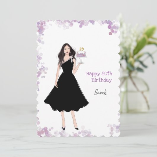 Gelukkige 20e verjaardag, mode, feestdagenkaart (Staand voorkant)