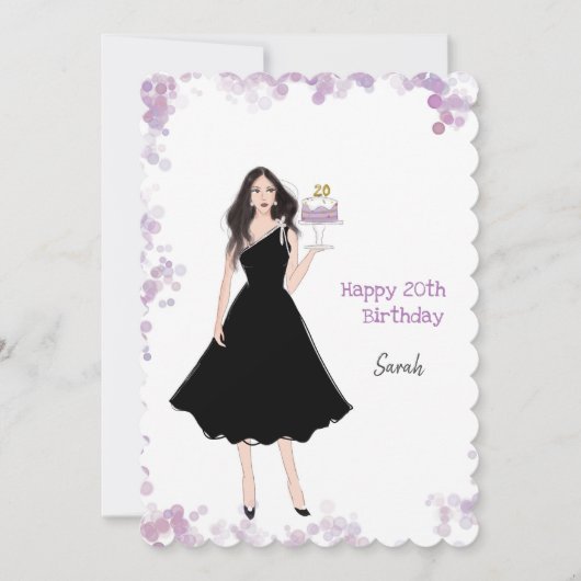 Gelukkige 20e verjaardag, mode, feestdagenkaart (Voorkant)