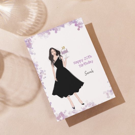 Gelukkige 20e verjaardag, mode, feestdagenkaart