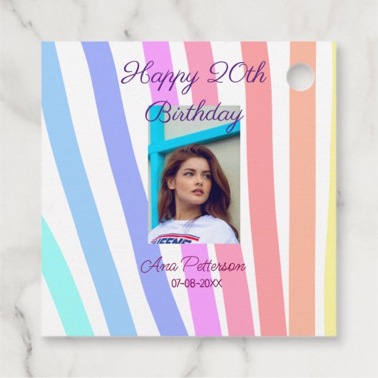 Gelukkige 20e Verjaardag regenboog rustieke boho l Bedankjes Labels (Achterkant)