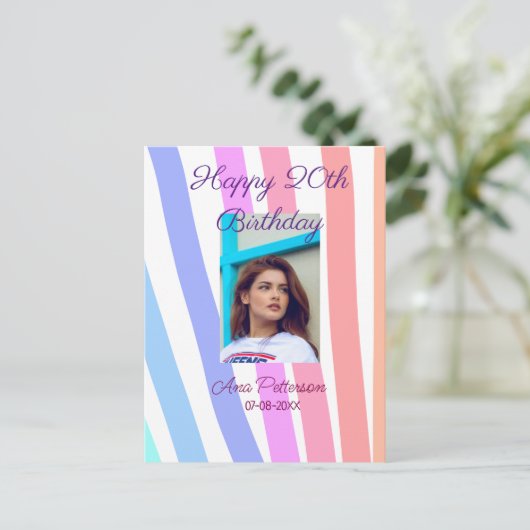 Gelukkige 20e Verjaardag regenboog rustieke boho l Briefkaart (Staand voorkant)