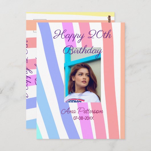 Gelukkige 20e Verjaardag regenboog rustieke boho l Briefkaart (Voorkant / Achterkant)