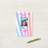 Gelukkige 20e verjaardag regenboog rustieke boho l post-it® notes (Op bureau)