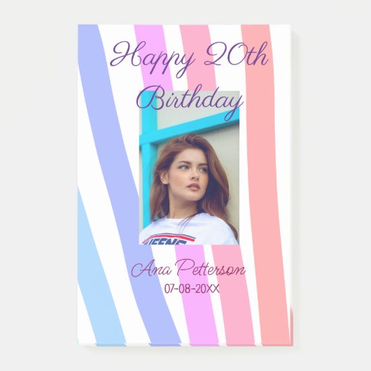 Gelukkige 20e verjaardag regenboog rustieke boho l post-it® notes (Voorkant)