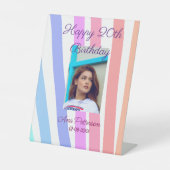 Gelukkige 20e Verjaardag regenboog rustieke boho l Reclamebord Met Voetstuk (Voorkant)