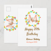 Gelukkige 20e verjaardag rode naam monogram krans briefkaart (Voorkant / Achterkant)