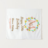 Gelukkige 20e verjaardag rode naam monogram krans wandkleed (Voorkant (horizontaal))