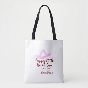 Gelukkige 20e verjaardag roze cowboy meisjesnaam d tote bag