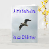 Gelukkige 20e verjaardag Vliegende meeuw vogel Kaart (Gele Bloem)