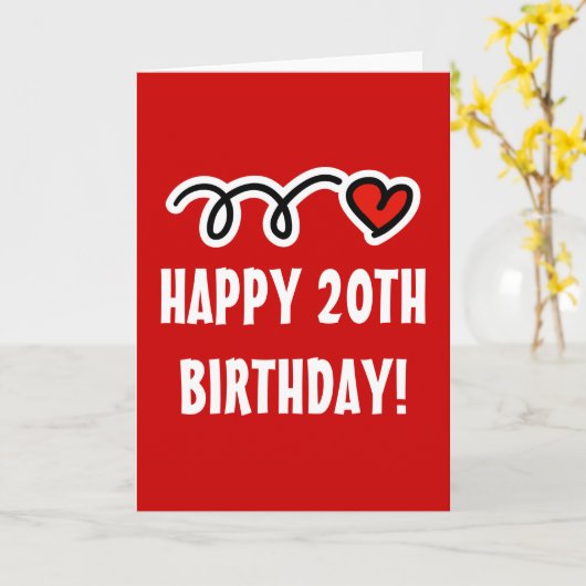 Gelukkige 20e verjaardag - Wenskaart Kaart (Gele Bloem)