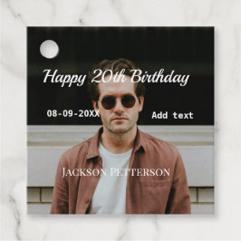 Gelukkige 20ste verjaardag eenvoudige foto naam to bedankjes labels