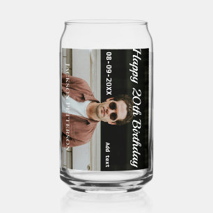 Gelukkige 20ste verjaardag eenvoudige foto naam to blikvorm glas