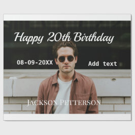 Gelukkige 20ste verjaardag eenvoudige foto naam to cadeaupapier