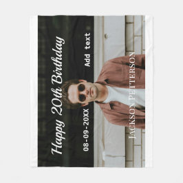 Gelukkige 20ste verjaardag eenvoudige foto naam to fleece deken