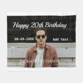 Gelukkige 20ste verjaardag eenvoudige foto naam to fleece deken (Voorkant (Horizontaal))