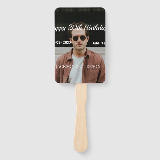 Gelukkige 20ste verjaardag eenvoudige foto naam to handwaaier (Voorkant)