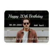 Gelukkige 20ste verjaardag eenvoudige foto naam to magneet (Horizontaal)